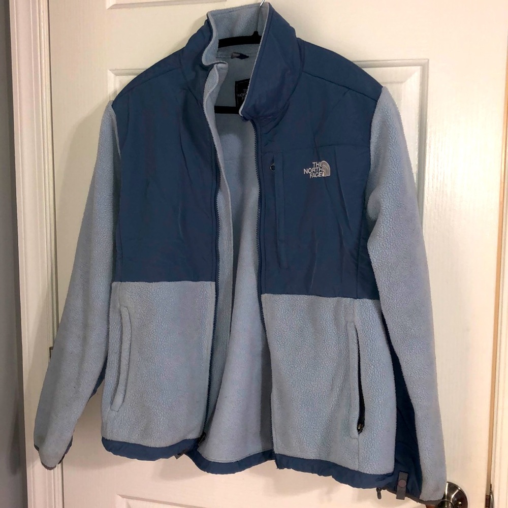 The North Face blue & gray coat jacket. Excellent condition. Size large.